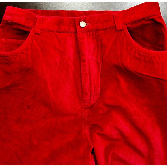 Vtg Tower Hill Collection Red Velvet Pants High Rise Made in Hong Kong Sz 12T - Picture 7 of 8